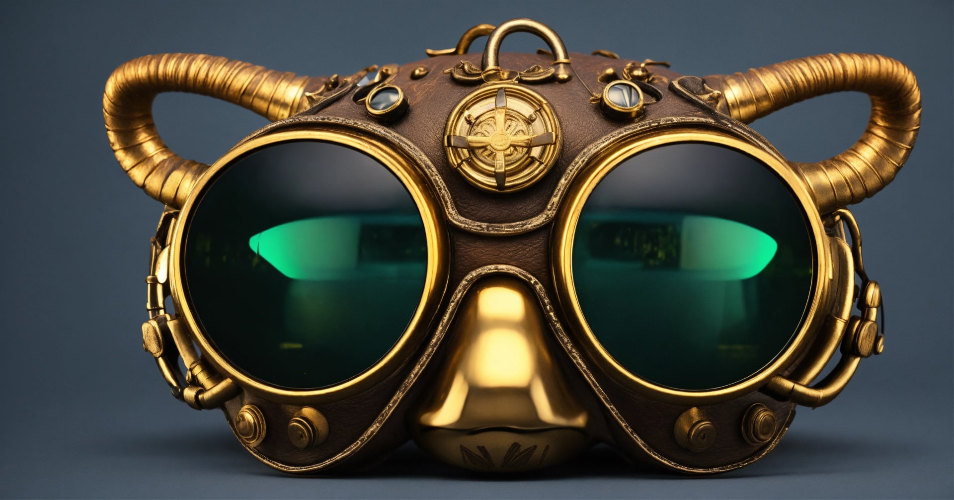 Steampunk bull-horn goggle mask