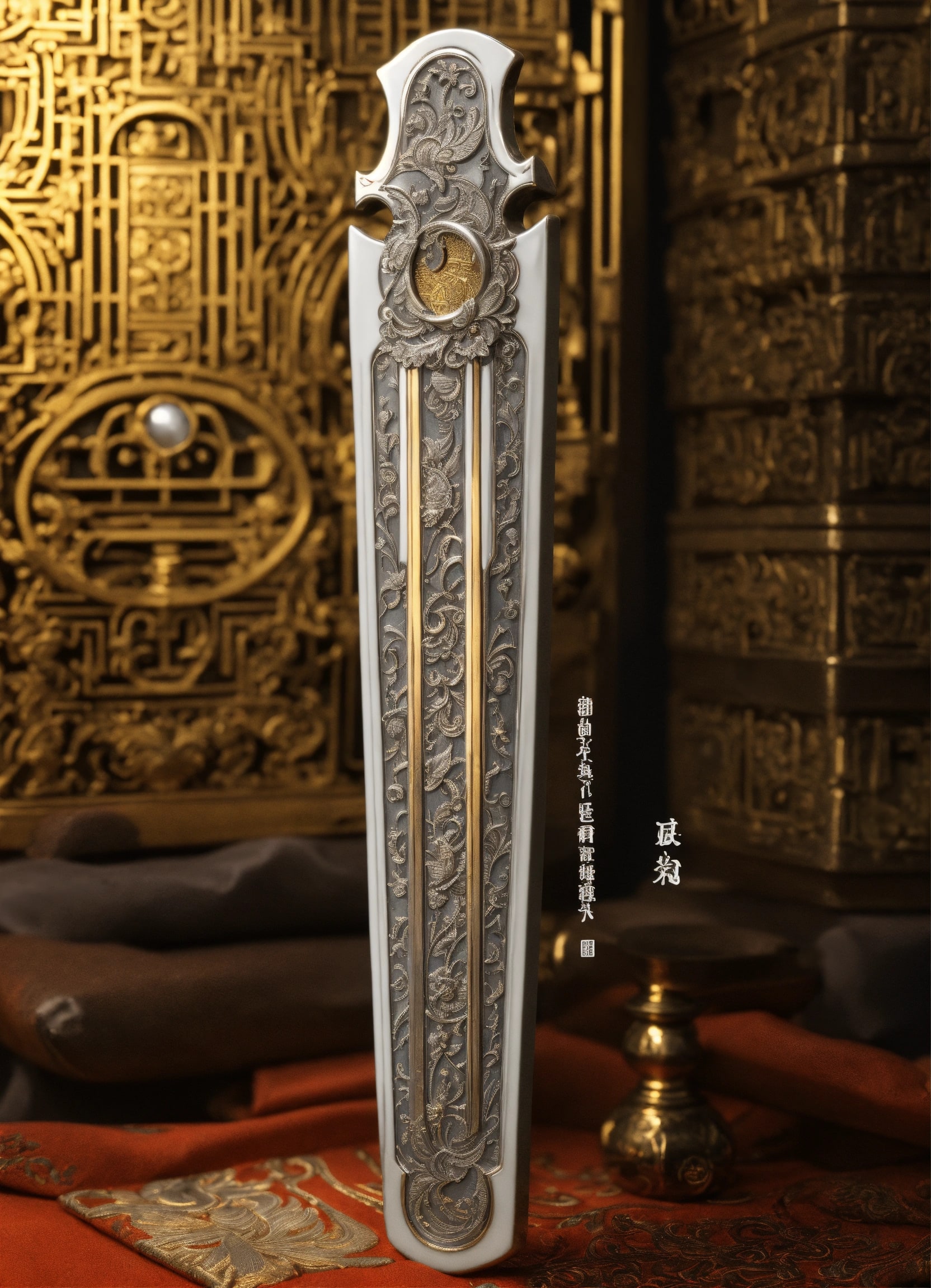 Ornate white and silver ceremonial scabbard