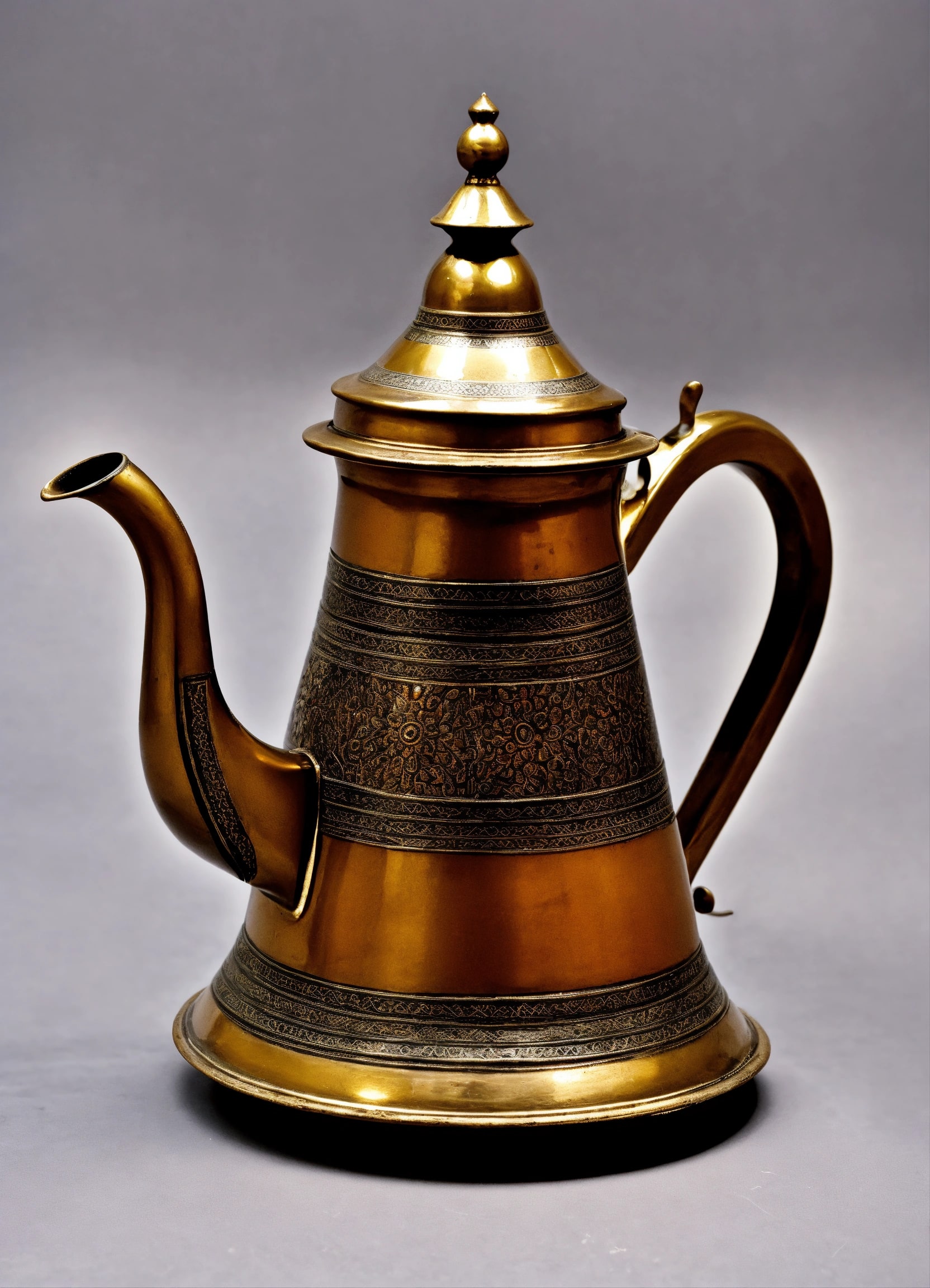 Traditional engraved brass coffee pot